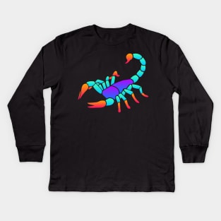 Trippy Psychedelic Rave Scorpion Kids Long Sleeve T-Shirt